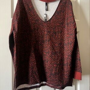 Victoria Secret Sport Brown and Black Leopard Print V-Neck Sweater